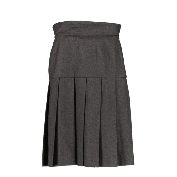 Chanel Vintage Grey Wool Pleated Skirt