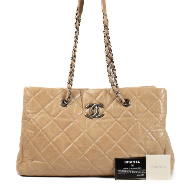 Chanel Beige Glazed Calfskin Tote Bag