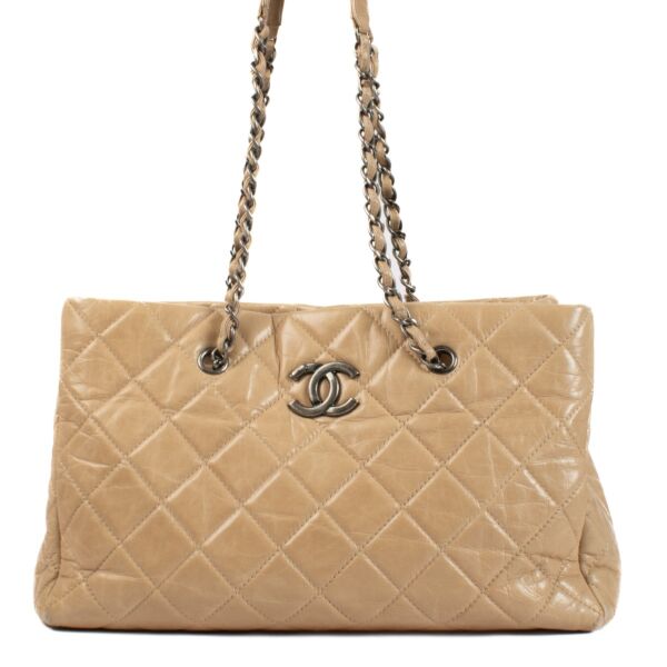 Chanel Beige Glazed Calfskin Tote Bag