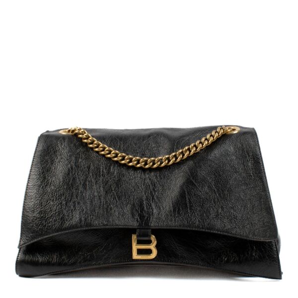 Balenciaga Black Leather Crush Large Chain Bag