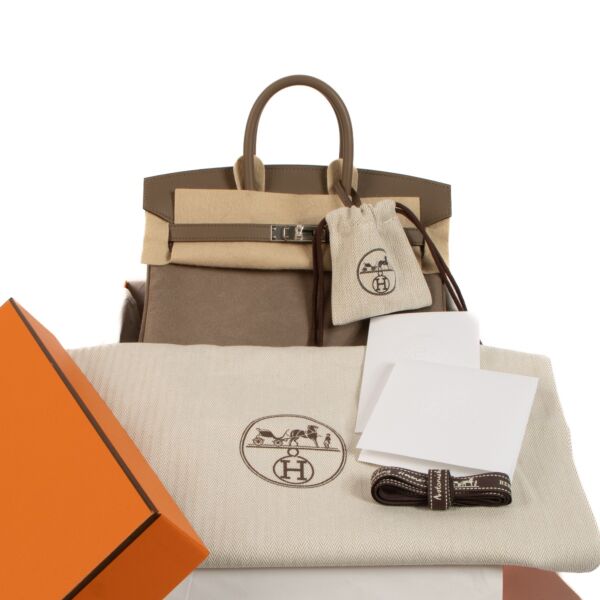 Hermes Limited Edition Birkin 25 Bag in Grizzly Gris Caillou Etoupe Swift  Leather in 2023