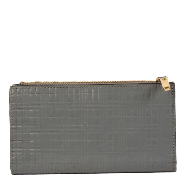 Burberry Grey Check Embossed Leather Flap Wallet