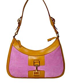 Vintage Gucci Violet suede & cognac leather handbag