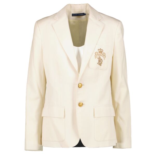 Shop safe online at Labellov in Antwerp, Brussels and Knokke this 100% authentic second hand Ralph Lauren Cream Blazer Jacket - Size US 6