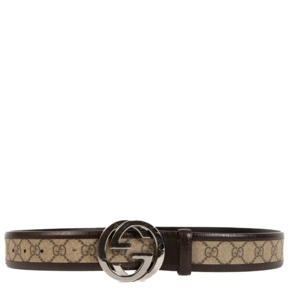 Gucci GG Canvas Leather Belt - size 85