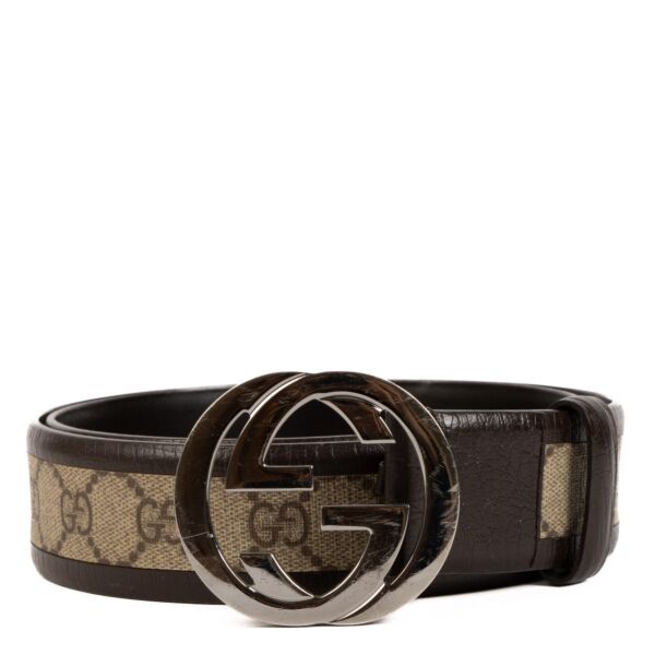 Gucci GG Canvas Leather Belt - size 85