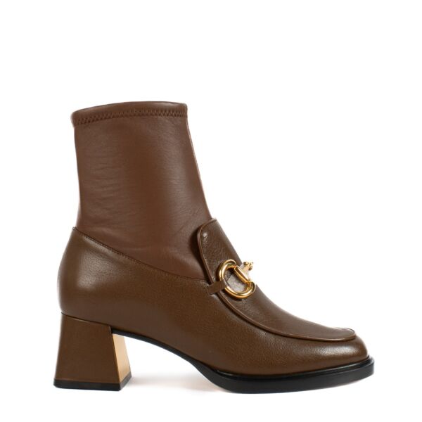 Shop safe online at Labellov in Antwerp, Brussels and Knokke this 100% authentic second hand Gucci Brown Horsebit Ankle Boots - Size 38