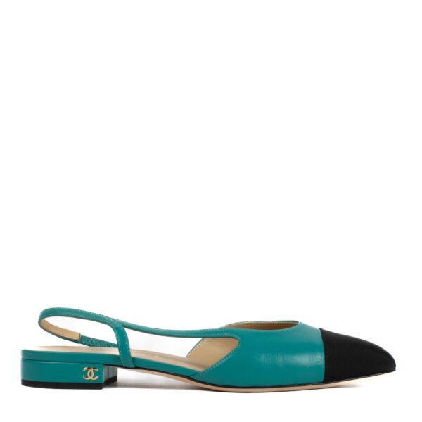shop 100% authentic second hand Chanel Turquoise Goatskin Slingbacks - Size 38.5 on Labellov.com