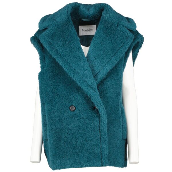 authentic second hand Max Mara Blue Alpaca/Wool Libano Teddy Vest