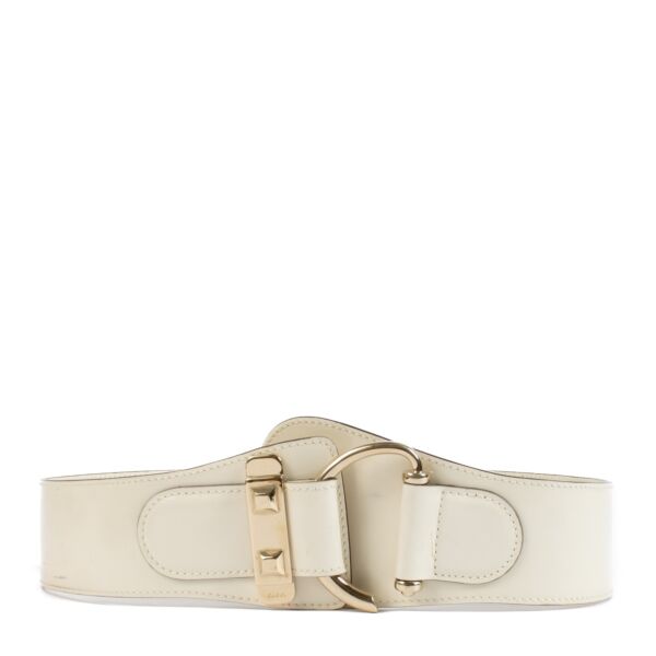 Gucci White Elastic Wide Belt - Size 75