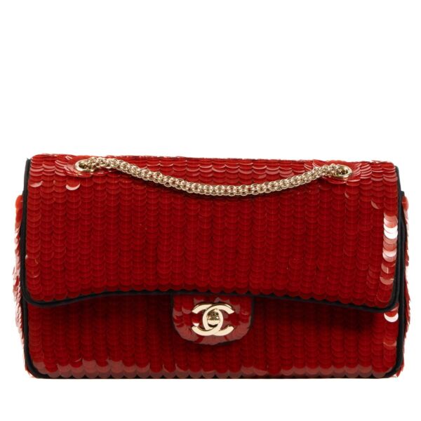 Shop 100% authentic second-hand Chanel Pre-Fall 2010 Paris-Shanghai Red Sequin Classic Flap Bag on Labellov.com