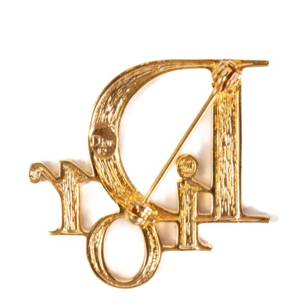 Christian Dior Gold Logo Brooch