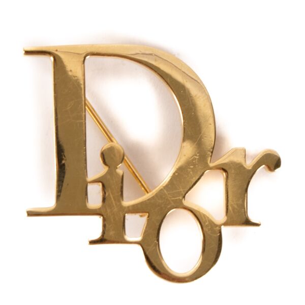 shop 100% authentic second hand Christian Dior Gold Logo Brooch on Labellov.com