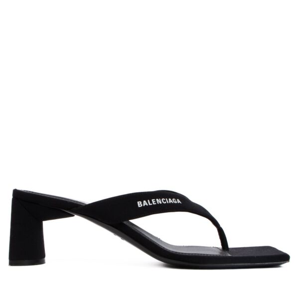 Balenciaga Black Double Square Thong Sandals - size 37,5