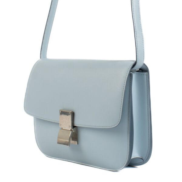 Celine Baby Blue Shiny Calfskin Medium Classic Box Bag