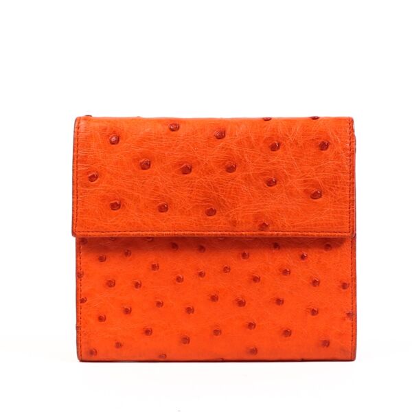 Prada Orange Ostrich Leather Wallet