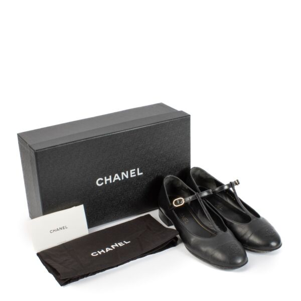 Chanel 23C Black Mary Janes Flats - Size 38