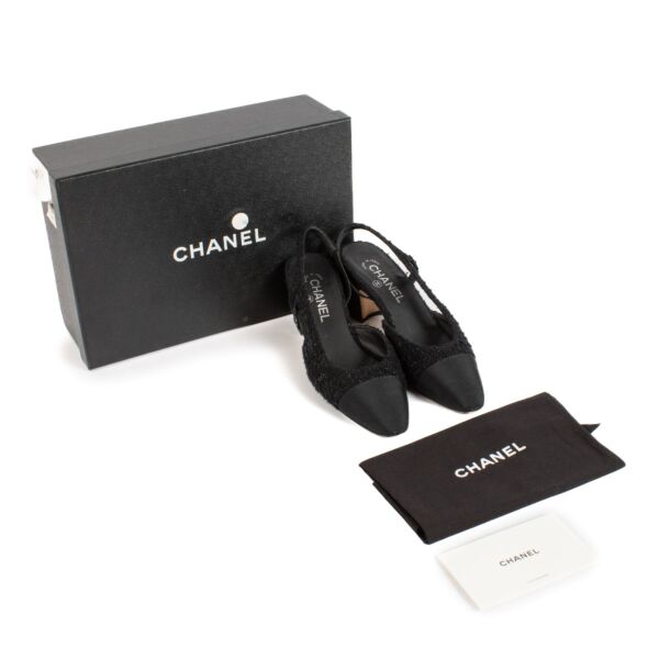 Chanel Black Tweed Slingbacks - size 38