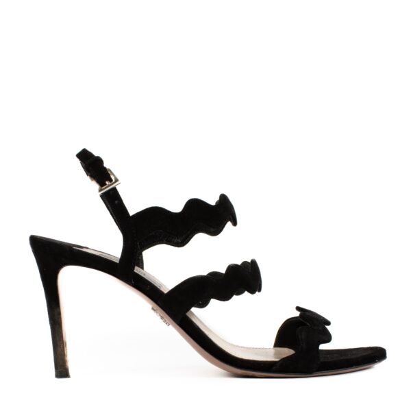 shop 100% authentic second hand Prada Black Suède Scalloped Sandals - Size 38 1/2 on Labellov.com