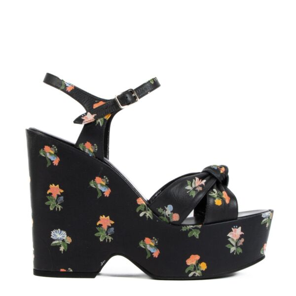Buy real authentic Saint Laurent Black Floral Grungy Sandals safe online in very good condition at labellov.com