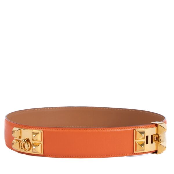 Hermès Collier De Chien Orange Box Belt - size 75