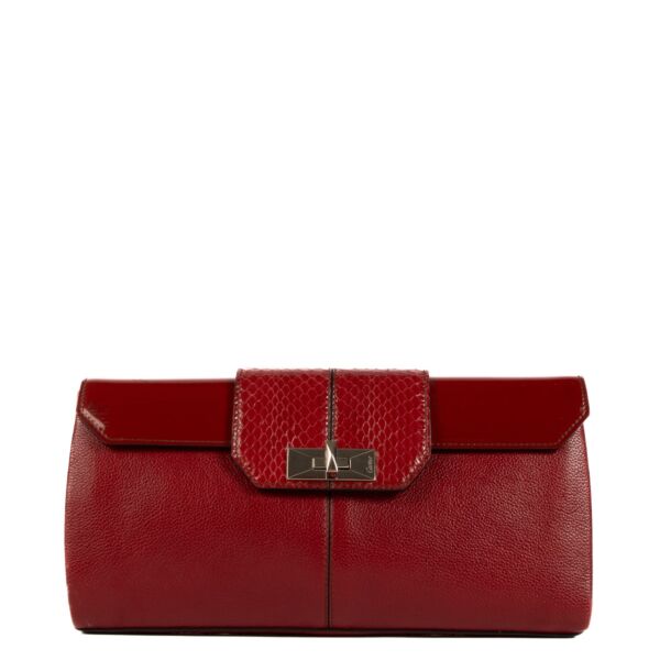 shop 100% authentic second hand Cartier Red Leather And Python Turnlock Clutch on Labellov.com