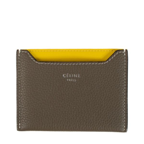 Celine Yellow and Taupe Leather Card Holder