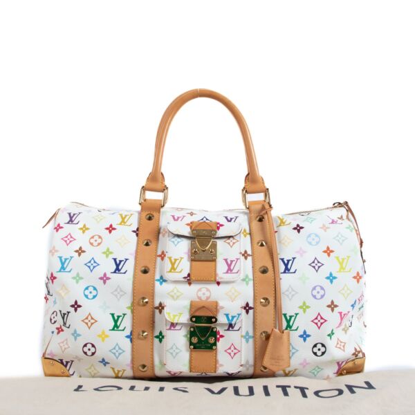 Louis Vuitton White Monogram Multicolor Keepall 45 Travel Bag