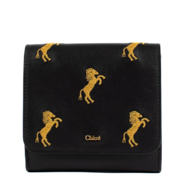 Chloé Black Little Horses Embroidered Wallet