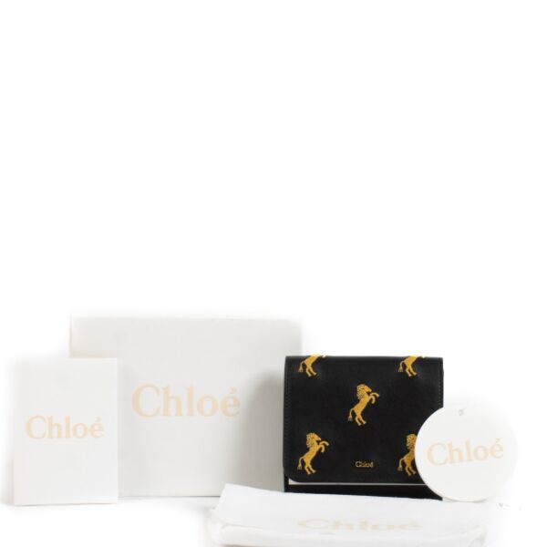 Chloé Black Little Horses Embroidered Wallet