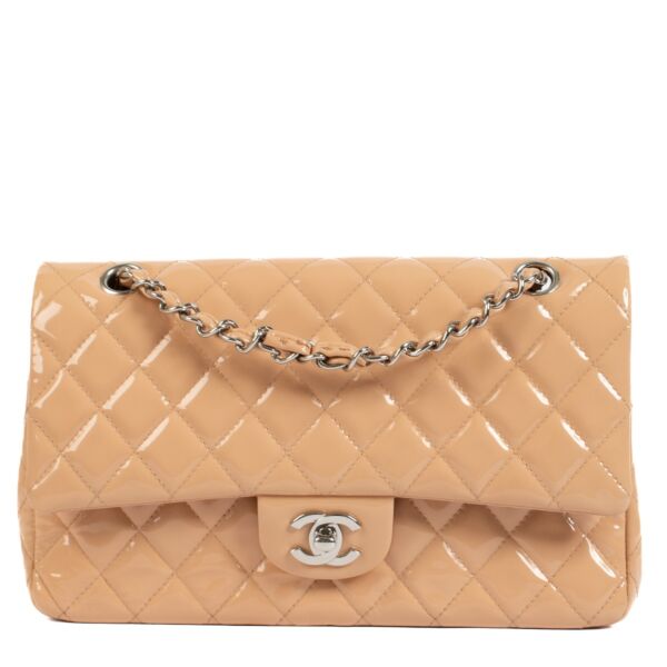 Chanel Beige Patent Leather Classic 11.12 Bag