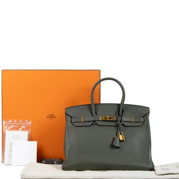 Hermes Birkin 25 Vert De Gris Togo, Luxury, Bags & Wallets on