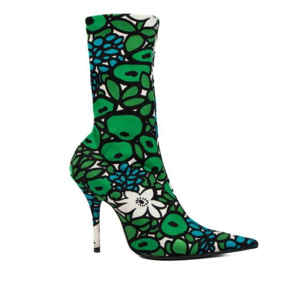 Balenciaga Multicolor Floral Print Knife Ankle Boots