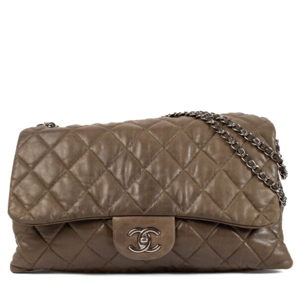 shop 100% authentic second hand Chanel Khaki Lambskin Accordion Flap Bag on Labellov.com