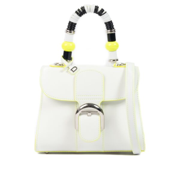 Delvaux Limited Edition White Box Calf Leather Neon Yellow Mini Brillant for the best price at Labellov secondhand luxury in Antwerp