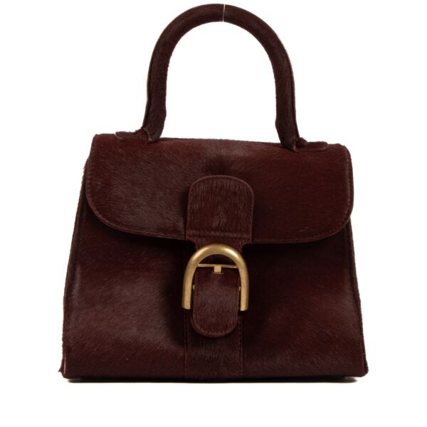 Shop safe online at Labellov in Antwerp, Brussels and Knokke this 100% authentic second hand Delvaux Burgundy Pony Hair Brillant PM