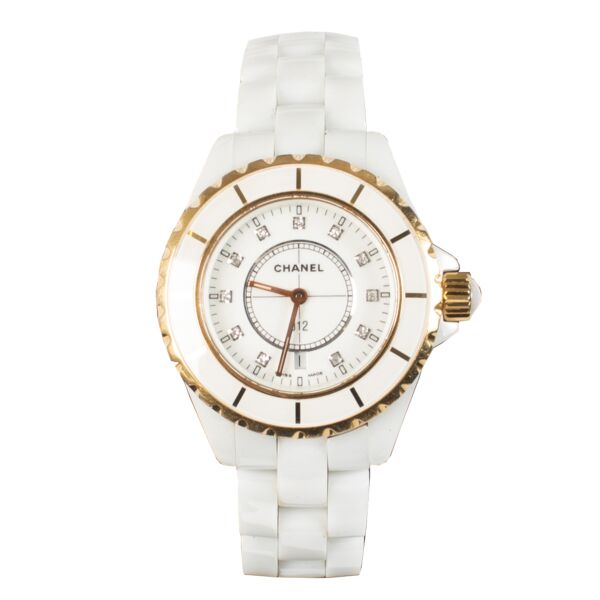 Shop 100% authentic Chanel White Watch J12 diamand + 18Kt gold - 33mm at Labellov.com.