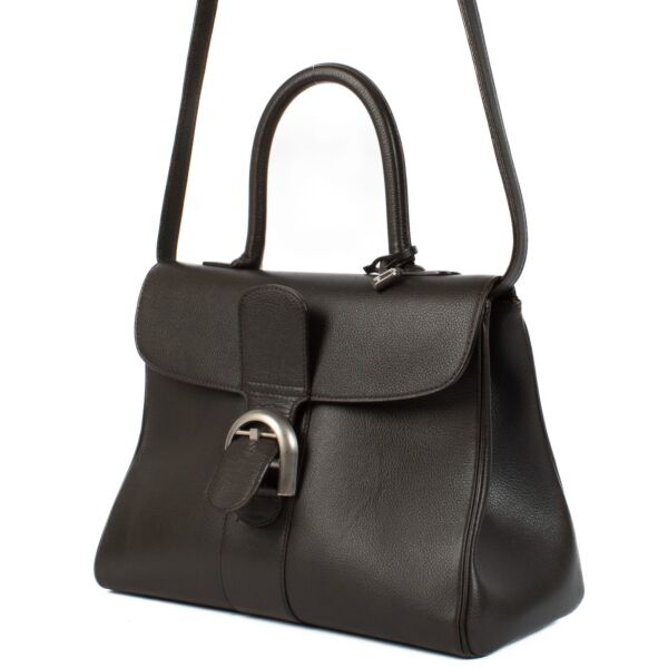 Delvaux Brown Grained Leather Brillant MM Bag