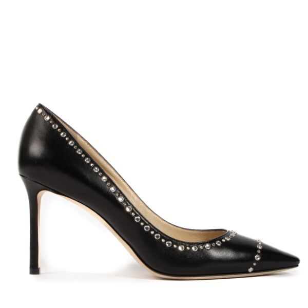 Shop authentic second hand Jimmy Choo Black Studded Romy 85 Pumps - Size 39.5 on Labellov.com
