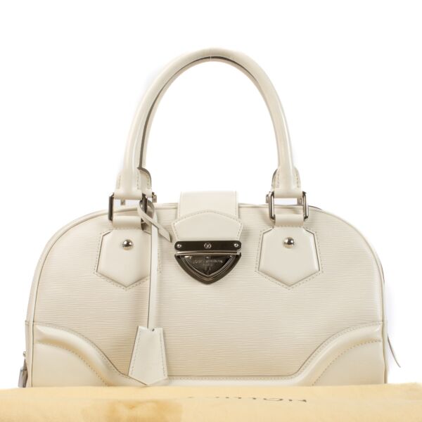 Louis Vuitton White Epi Leather Montaigne GM Bowling Bag