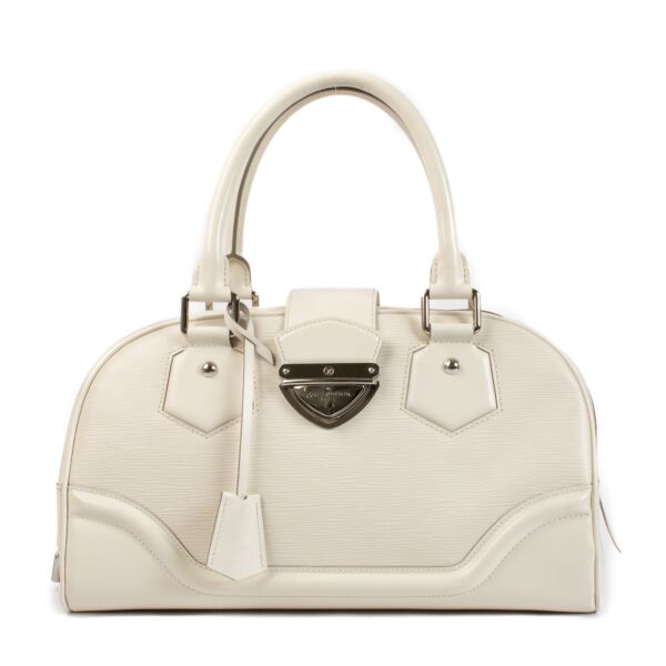 shop 100% authentic second hand Louis Vuitton White Epi Leather Montaigne GM Bowling Bag on Labellov.com