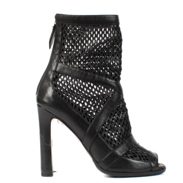 Alaïa Black Cut-out Leather Open Toe Ankle Boots
