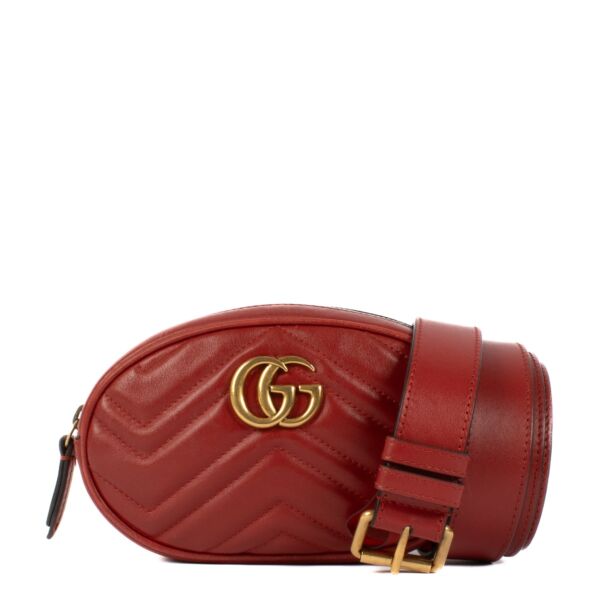 Shop 100% authentic Gucci Hibiscus Red Marmont Belt Bag at Labellov.com.