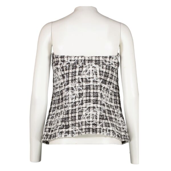 Chanel White Camellia Tweed Faux Pearl Tube Top - Size FR38