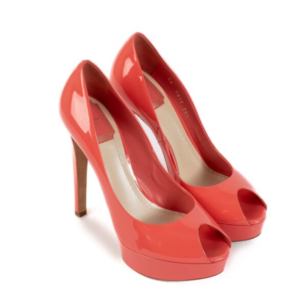 Christian Dior Pink Patent Platform Heels - Size 38,5
