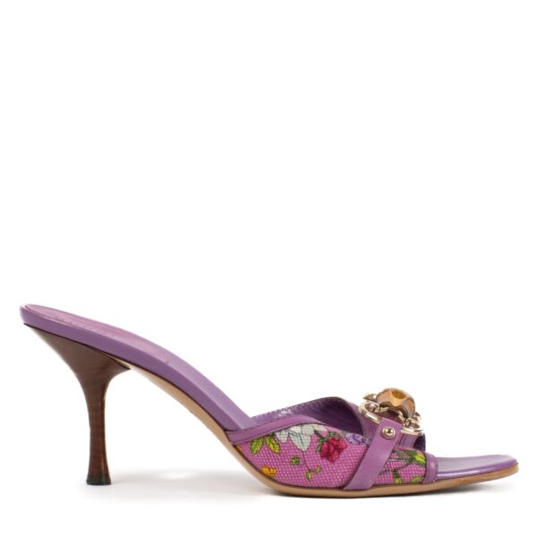 shop 100% authentic second hand Gucci Purple Flora Bamboo Mule Sandals - Size 38 on Labellov.com