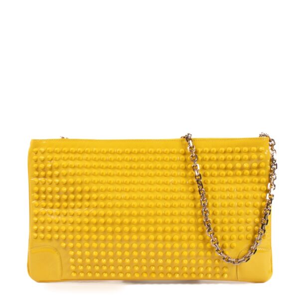 shop 100% authentic second hand Christian Louboutin Yellow Studded Loubiposh Chain Clutch on Labellov.com