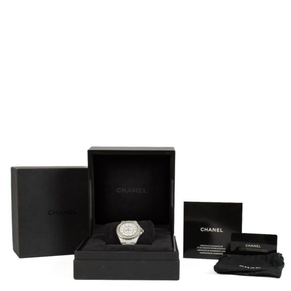 Chanel White Ceramic Diamonds J12 42mm H2013 Watch
