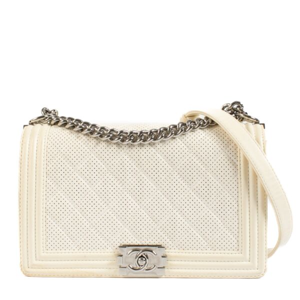 Shop 100% authentic secondhand Chanel White Perforated Large Boy Bag on labellov.com