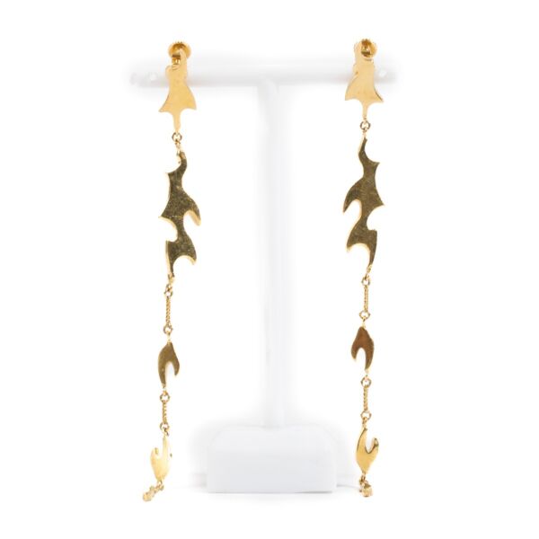 Christian Dior Gold Flame Pendant Earrings